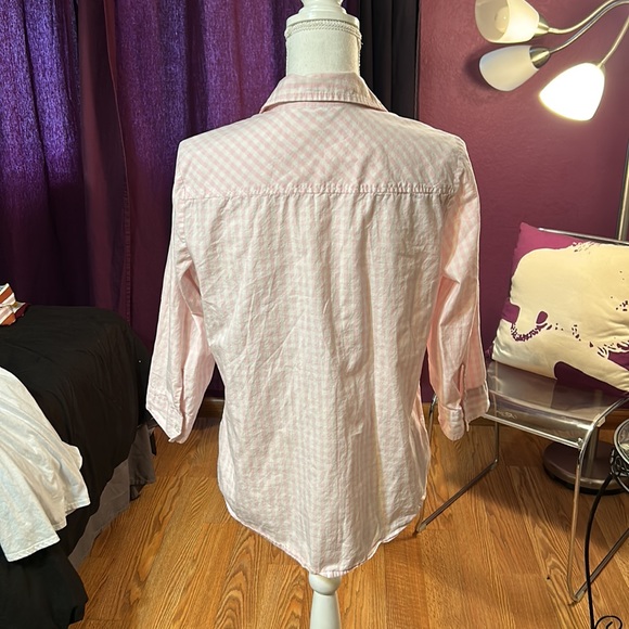 Pink gingham check blouse, sz M, C&B - Picture 6 of 7